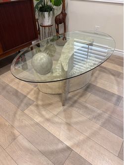 Postmodern Tessellated Stone & Glass Coffee Table by Magnussen Home