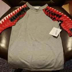 Lularue Kids Size 8 Shirt Sloan Boy Girl Unisex Kids Tee Shirt Brand New Discontinued Pattern  Grey Red Black White Pyramid Arrow 