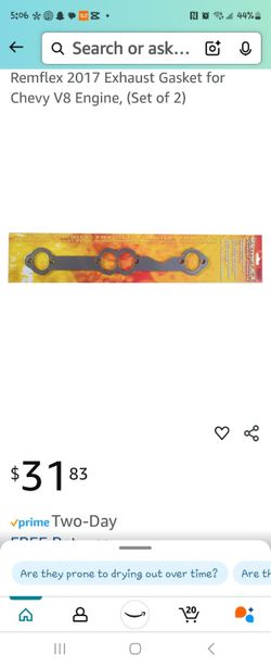 Remflex 2017 Exhaust Gasket For Chevy V8 Engine Set Of 2 