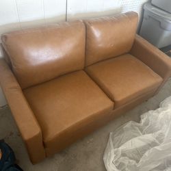 Fake Leather Brown Couch Loveseat 