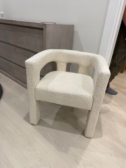 CB2 Stature Ivory Boucle Accent Chair