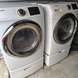 Samsung front loader washer and dryer with pedestal, good for parts 