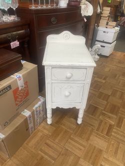 Antique white cottage chic nightstand 30 by 18 by 14