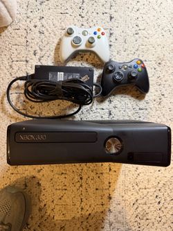 Xbox 360 Slim Console with 2 Controllers and Power Adapter