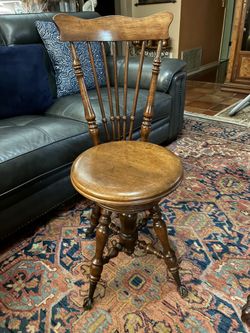 Antique Edwardian Windsor Back Piano Chair