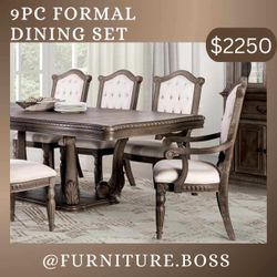 -Formal dining table Sets- Elegant Big Wood Tables