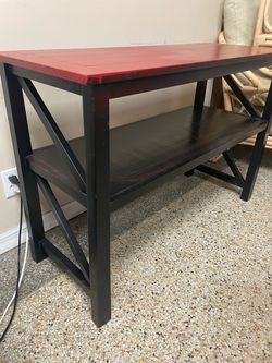 44” W Console Hall Table, Top Painted Red 30” H 🚚 extra