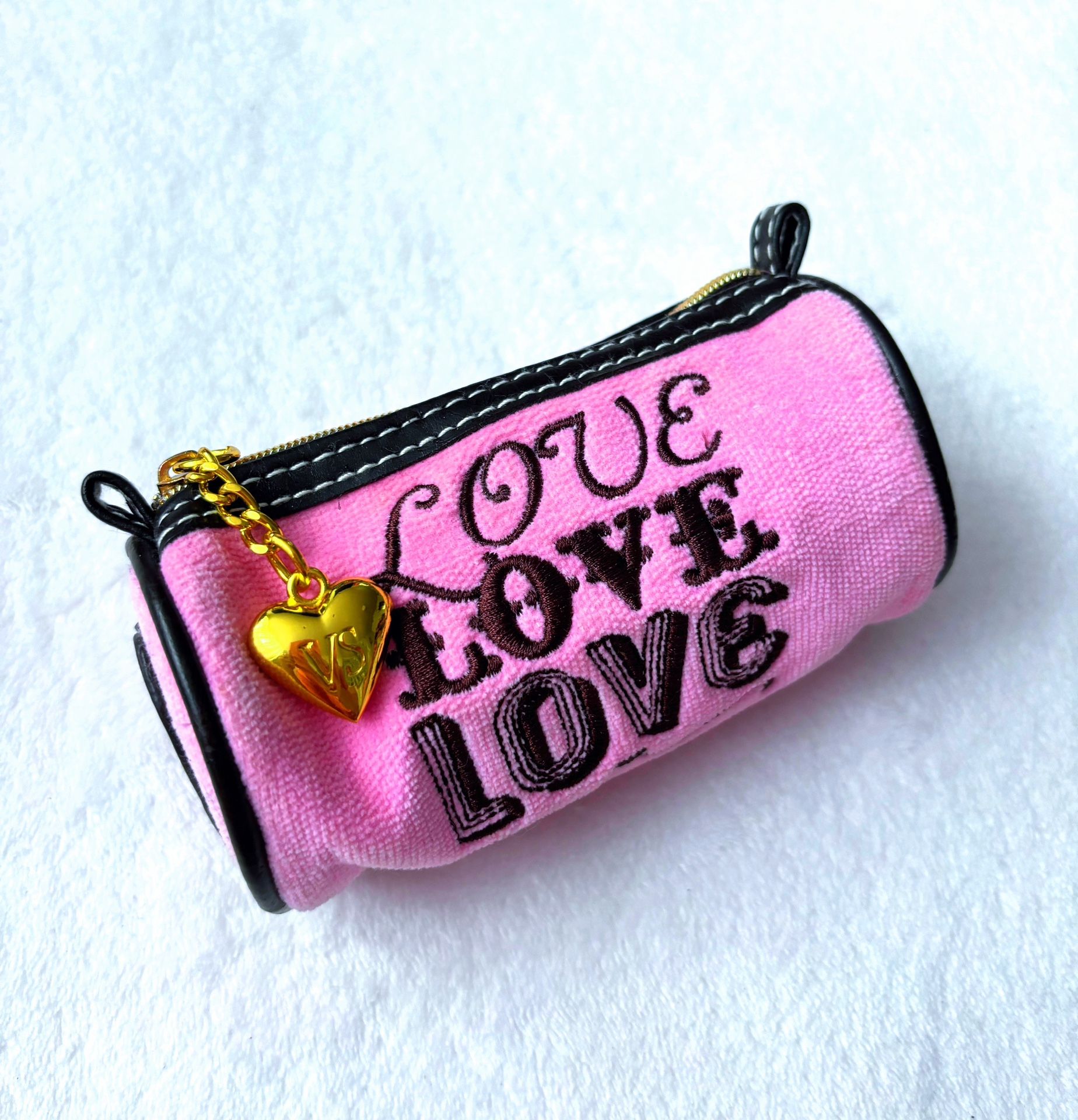 ✨ Y2K VICTORIA’S PINK TERRY CLOTH MICRO BAG VS COSMETIC BAG SMALL BARREL BAG✨