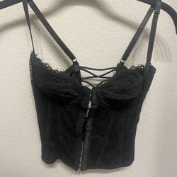 Shein Womens Black Corset Strappy Blouse, Xs