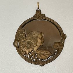 Vintage  Silvestri Art Nouveau style brass wall mirror Art Nouveau  Art Deco Accent Mirror