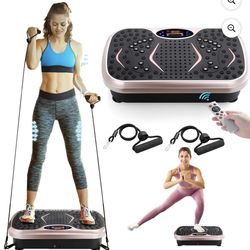 Vibration Plate Exercise Machine Lymphatic Drainage Platform Whole Body Shaker w/ 2 Resistance Bands, Home Workout Training Equipment for Weight Loss 