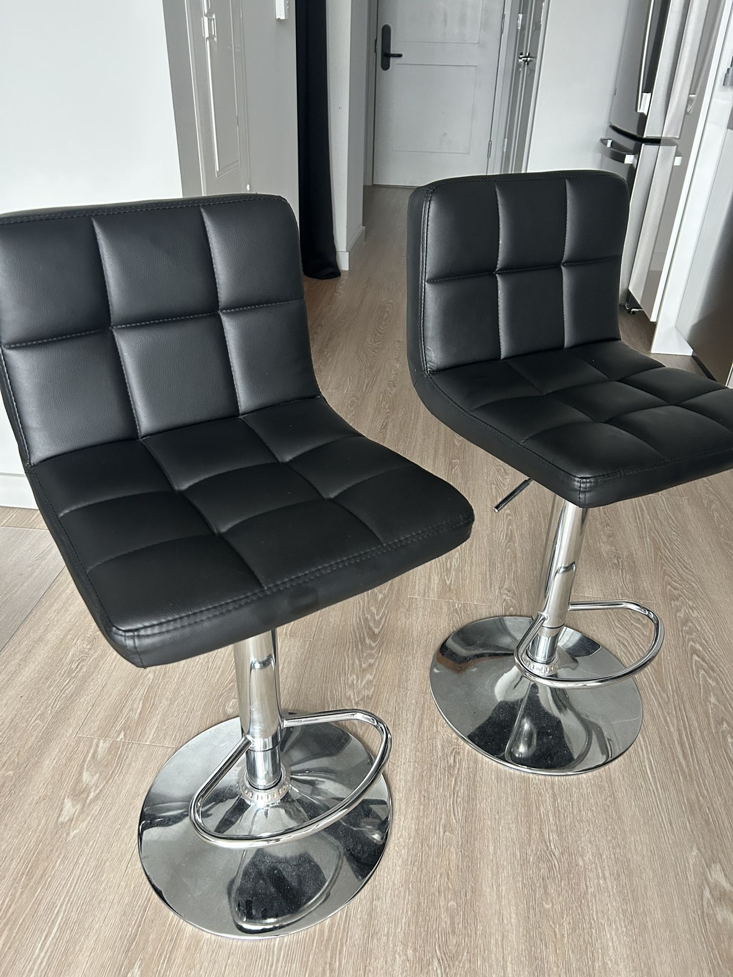 2 Black Chrome Stools