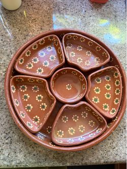Mexican terracotta clay serving platter tray plate jewelry disH NOT FOOD SAFE DECOR ONLY