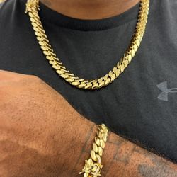 Handmade polished Miami Cuban links set🔥🔥🔥🔥🔥🔥🔥🔥🔥