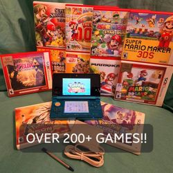 Aqua Blue Nintendo 3DS w/ 250+ Games & Extras!!