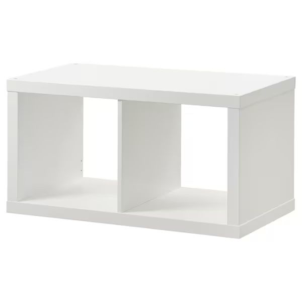 3 white ikea kallax shelves
