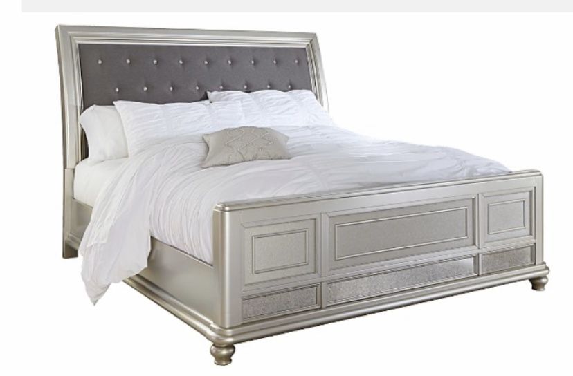 Ashley king upholstered sleigh bed