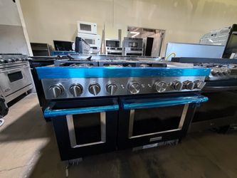 48” KITCHENAID GAS RANGE BLACK AND STAINLESS