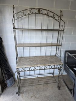 Wrought Iron Baker's Rack with Marble Shelves