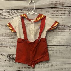 Vintage Red and White Sailor Romper size 18 months