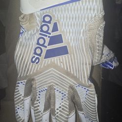 Adult Adidas Adizero Football Receiver Glove Blue And White Size M AF1169