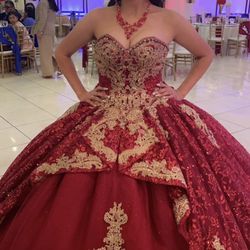 Elegant Vestido De Quinceañera Rojo Con Todo Quince Dress With Everything 