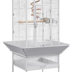 Wrought Iron Bird Cage, Play Top Large Aviary with Stand 611467