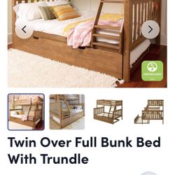 Wood Bunkbed Full / twin & trundle