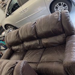 Manual Recliner Leather Sofa Free Pickup
