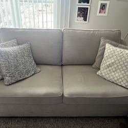 Taupe Sleeper Sofa  With 4 Pillows
