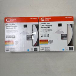 Commercial Electric 1004 655 267 6-inch LED Slim Color Changing Recessed Kits x2