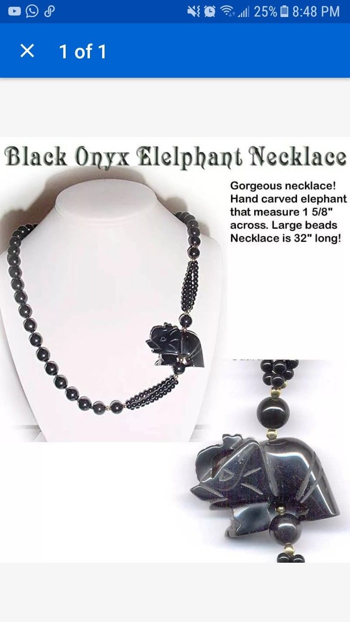 ELEPHANT NECKLACE black onix