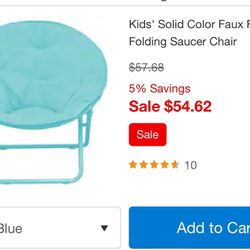 Kids light blue saucer chair $35