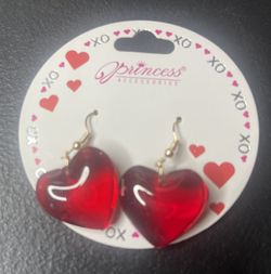Red Hearts Dangling Earrings