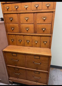 Vintage Macey modular filing/card/ cabinet Antique oak Early-20th-century