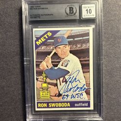 Vintage 1966 Topps #35 Ron Swoboda Rookie Cup signed.Beckett Authenticated "10" Autograph. Negotiable 