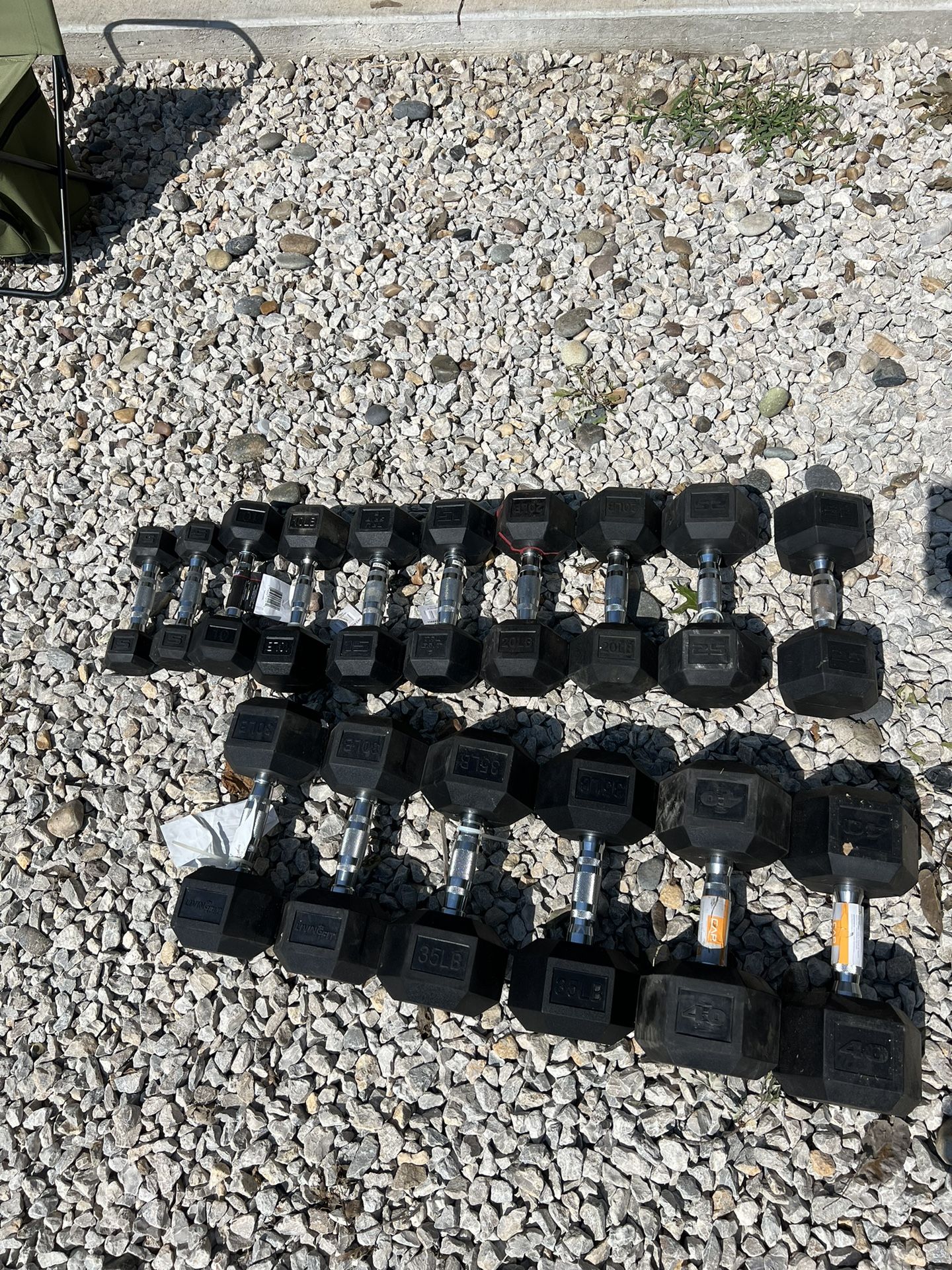 5-40lb Rubber Hex Dumbbell Set 360LBS Total