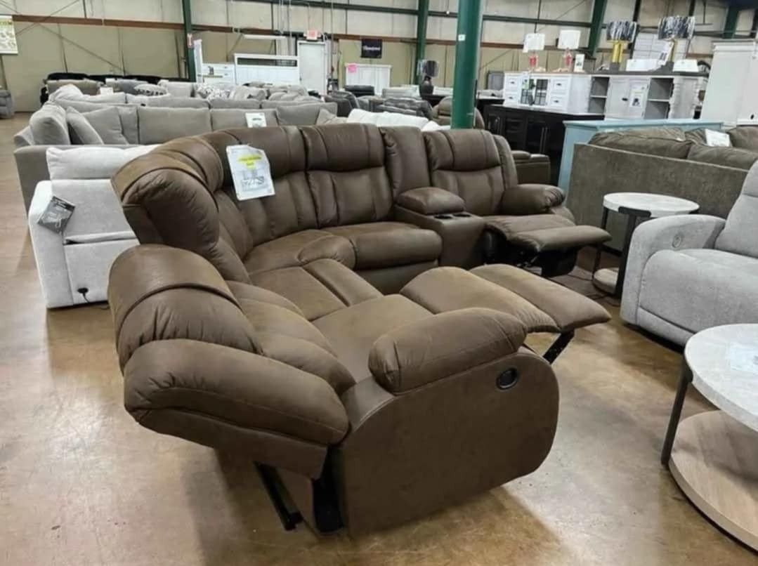 Reclining Sectional Couch W Console Set Color Options Ask For Payment Plan