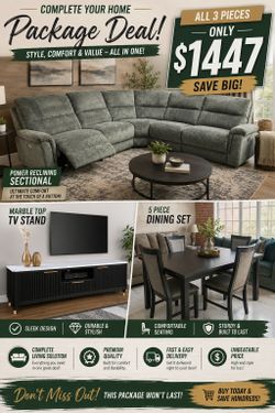 ⚡️BIG SAVINGS! BRAND NEW SECTIONAL, TV STAND AND DINETTE SET