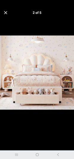Twin size bed frame with storage led light