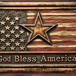 GOD  BLESS AMERICA METAL SIGN. NEW