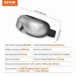 206# Eye Massager with Heat- 5 Modes and Bluetooth Music, 180° Foldable, Ideal Gift for Mom/Dad, Gray