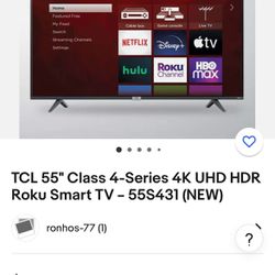 TCL 55" Class 4-Series 4K UHD HDR Roku Smart TV – 55S431