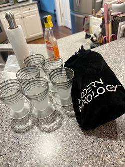 6 Shot Glasses plus Modern Mixology Set up
