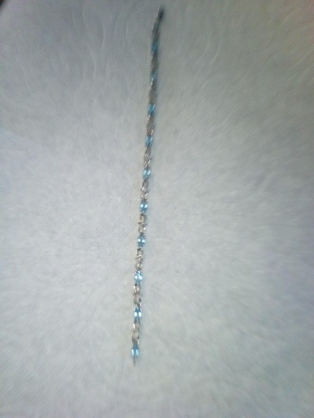 Sterling Silver Bracelet With Blue Stones