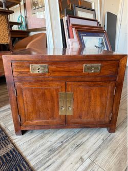 Antique sold wood brass End-table by Henredon