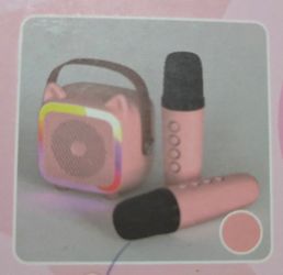 Wireless Pink Cat Karaoke Machine with 2 Microphones