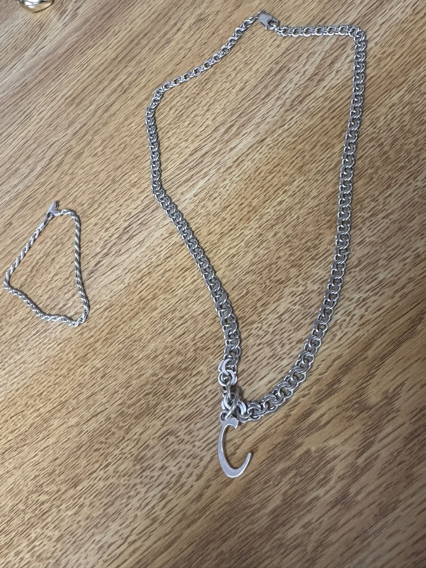 Real Silver Necklace And Bracelet