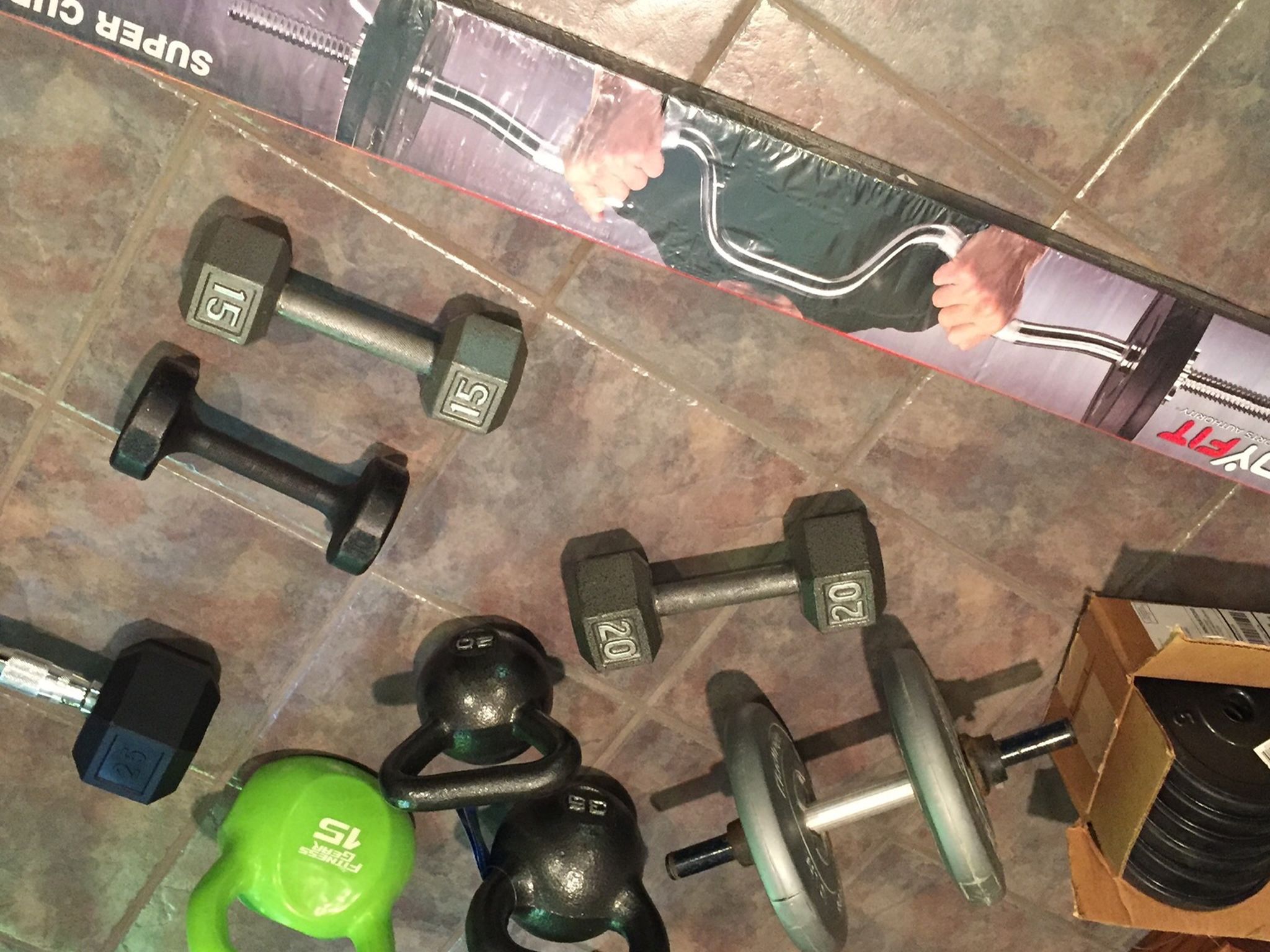 Weights,kettle bell,and Barbell Weight Bar Some Never Used.