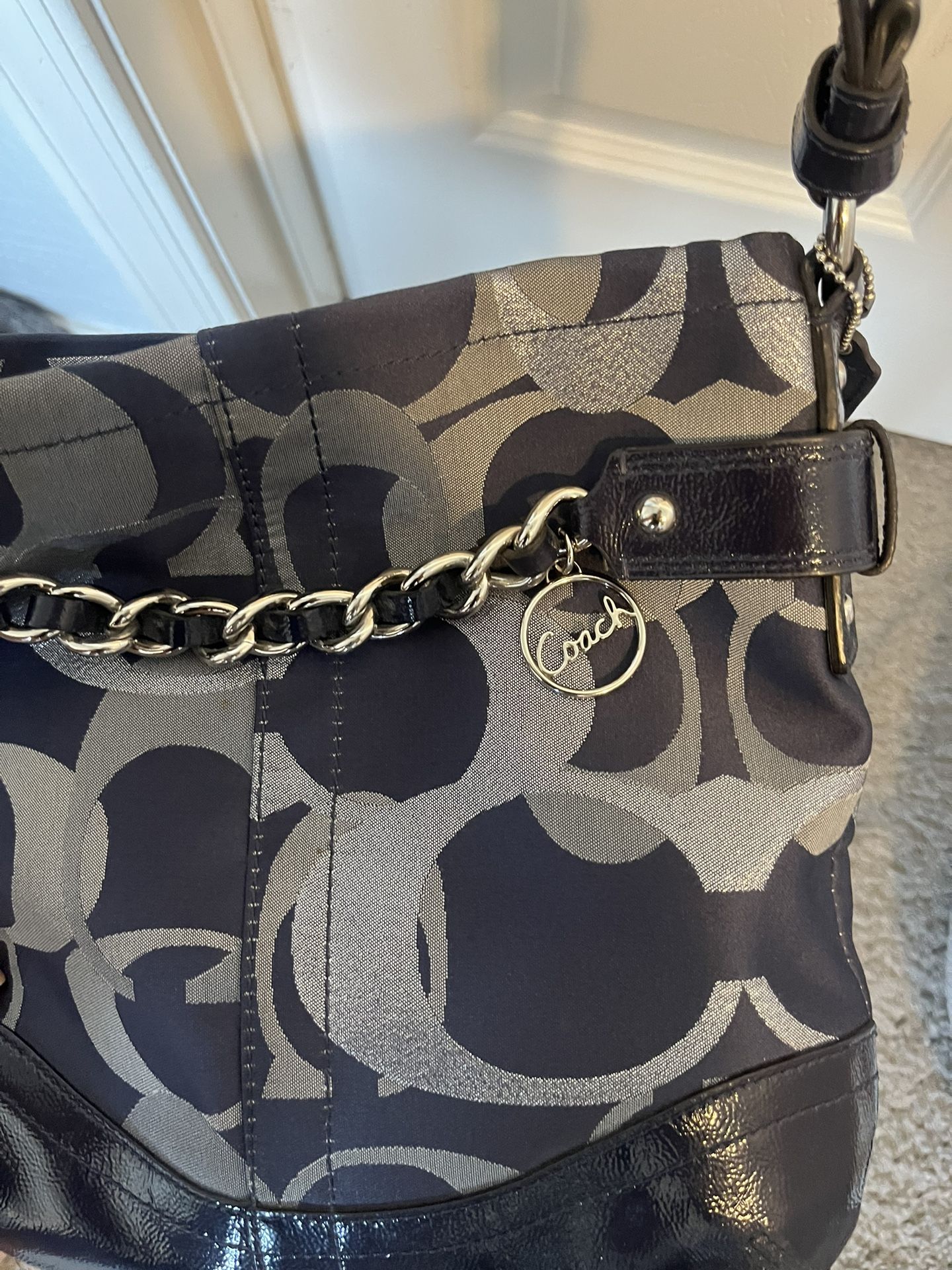 Navy/silver Coach Bag
